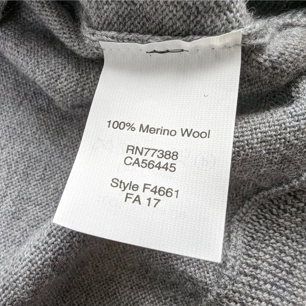 J. Crew Men's Gray 100% Merino Wool High Neck‎ 1/4 Zip Pullover Sweater